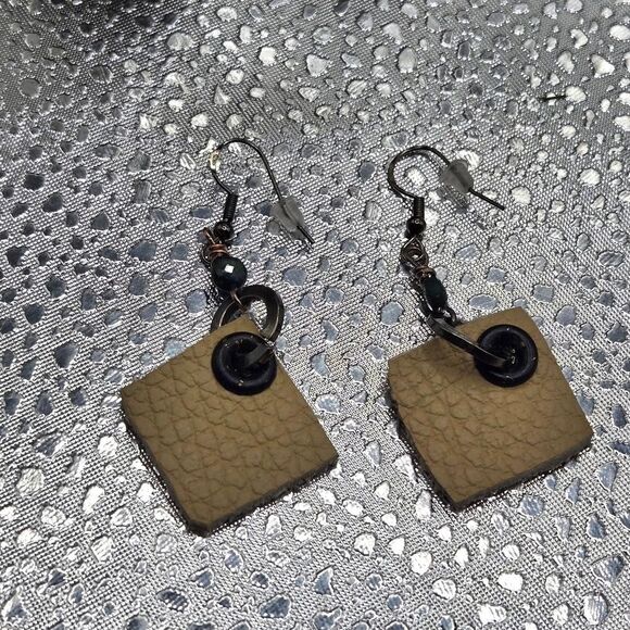 "5/$25" Handmade Nobuck Leather/Gemstone Lightweight Dangle Earrings - Picture 3 of 7